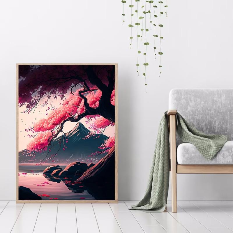 Mount Fuji Květy Sakury Nástěnné Umění Obrázek Japonská Krajina Plakát Plátno Malba Tisk Domácí Pokoj Dekor Estetická Nástěnná Malba