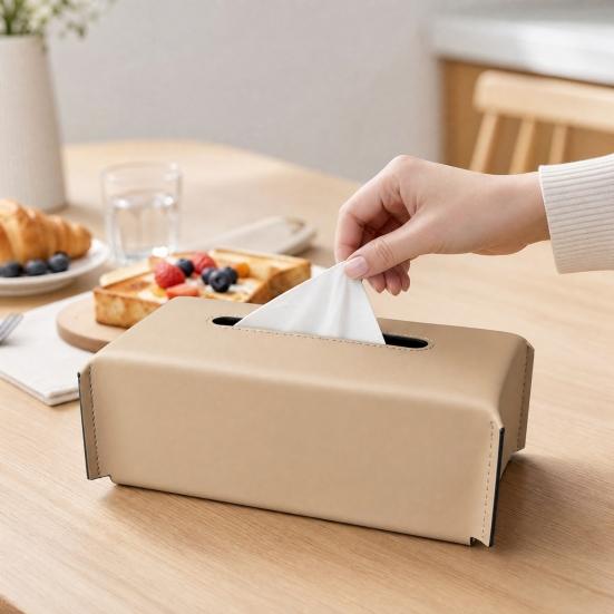 Scatola porta fazzoletti, Pelle PU Resistente Impermeabile Design Minimalista, Uscita Carta Liscia Custodia Fazzoletti Resistente, per Bracciolo Auto e Tavolino da Caffè di Casa