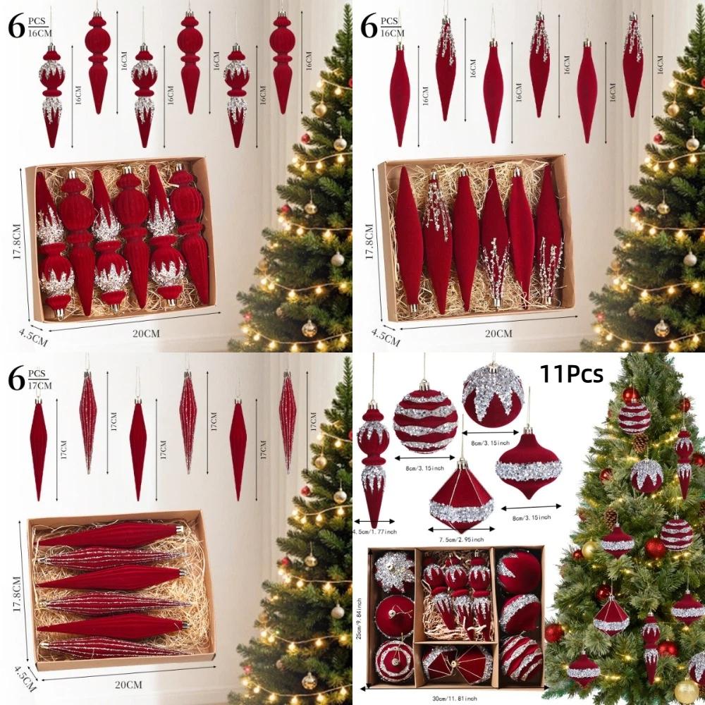 Sparkling Christmas Flocked Balls Set Flocked Hanging Decorations Christmas