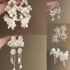 Elegant Fine Crystal Snow Gauze Bowknot Earrings for Women Girl Romantic Temperament Dangle Earrings Wedding Jewelry Accessories