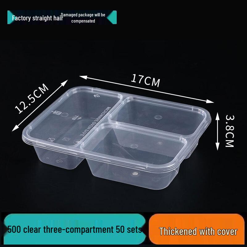 Disposable 3-Compartment Takeout Food Container
