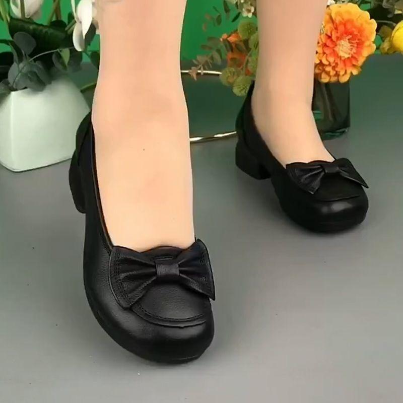 Bow casual Doudou loafer women's shoes spring, summer and autumn four seasons mother middle-aged and elderly low-heeled comfortable mother shoes