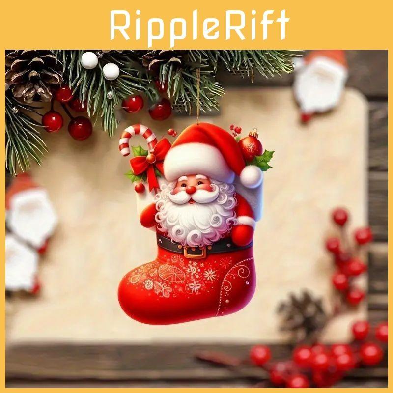 Christmas Car Santa Acrylic Pendants Cartoon Design Auto Decoration Festive