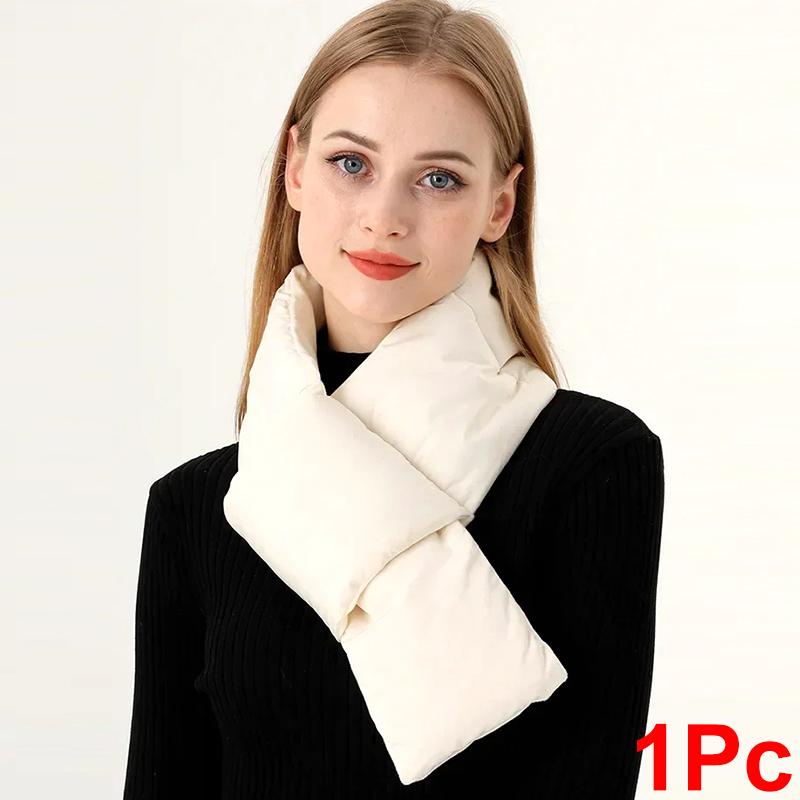 Unisex Down Cotton Fashion Windproof Winter Neck Warmer Featuring Warmth Solid Autumn Thickened Portable