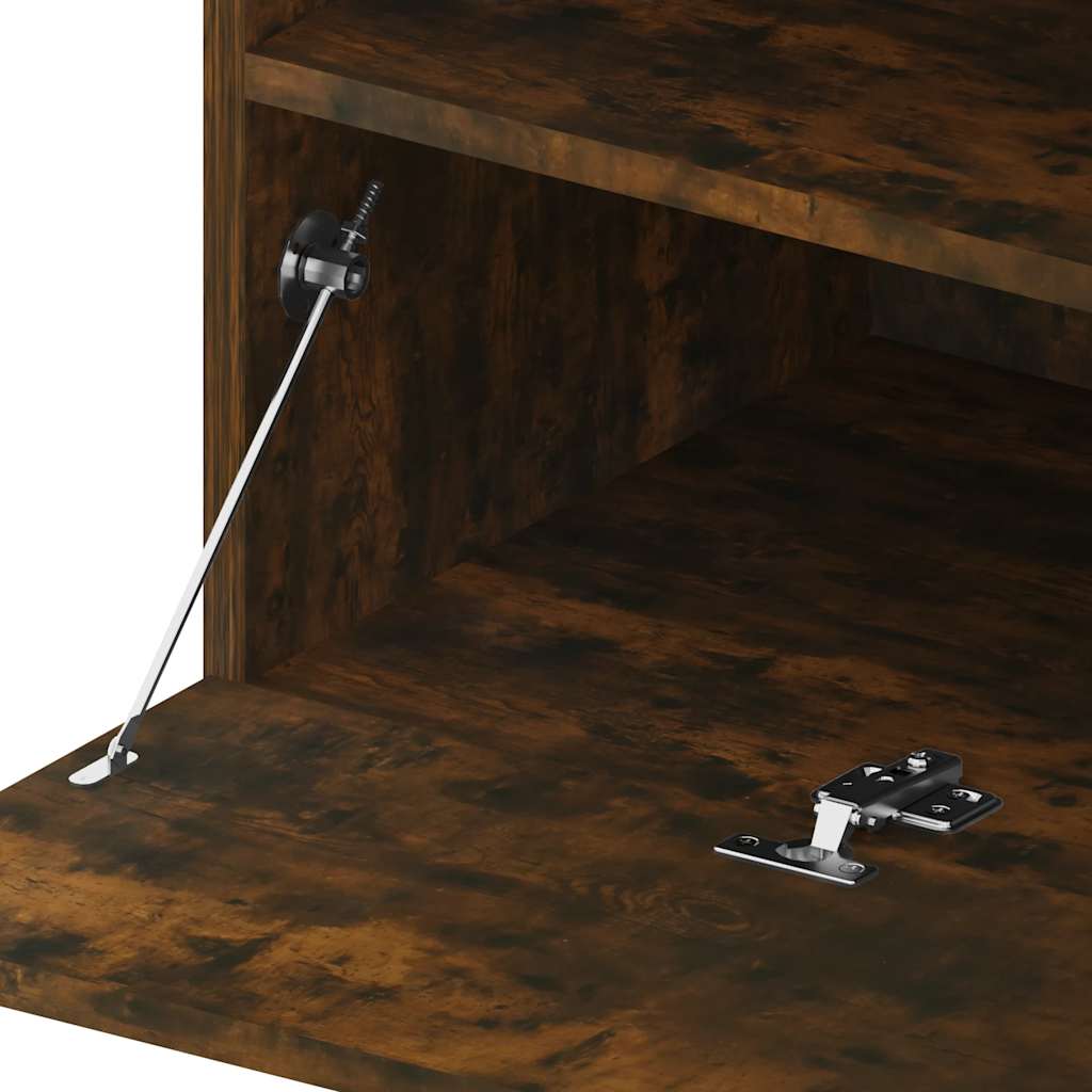 TV Stand with LED Lights Smoked Oak 75 x 35 x 40 cm