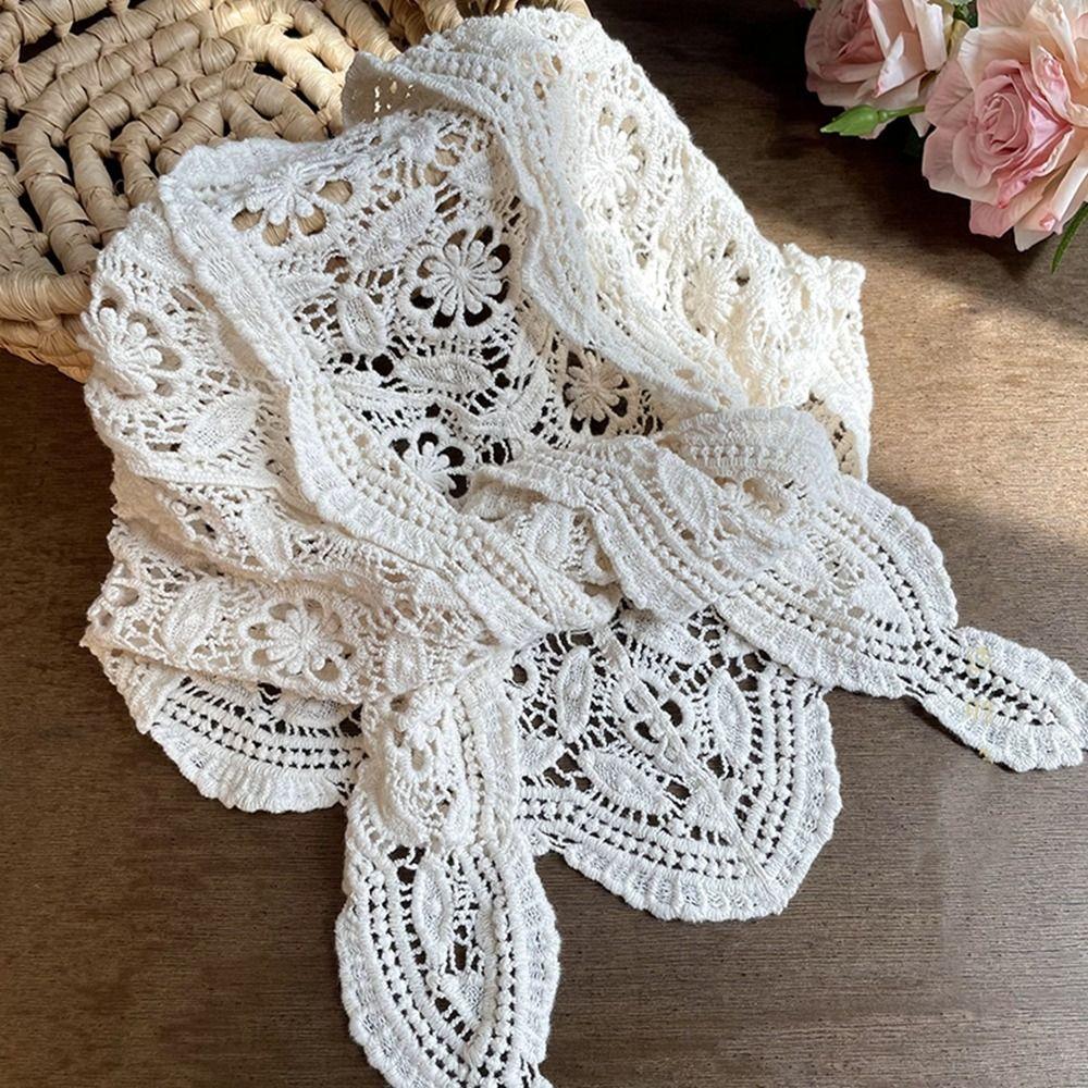 White Lace Shawl Fake Collar Hip Scarf Simple Flower Scarves  Female