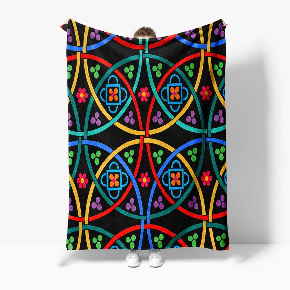 

Colorful Geometric Pattern Blanket Abstract Floral Design Sofa Bed Throw Decorative Throw Blanket for Living Room Bedroom 75x100cm (30x40inch)