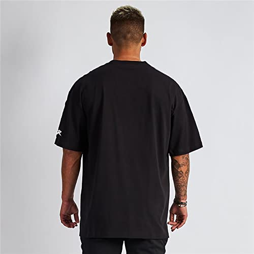 OROLN Men's Gym T-Shirt, Muscle Training Wear, Sportswear, Stylish, Oversized, Short Sleeve, Stretch, Fitness, Sweat-Wicking, Breathable, Solid Color