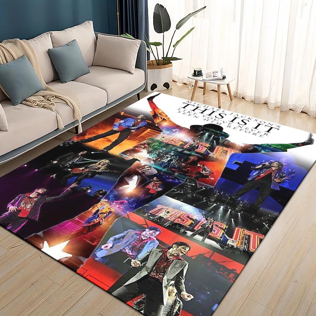 Neuer Stil Michael Jackson King of Pop MJ Teppich für Wohnzimmer Schlafzimmer Zuhause Sofa Dekoration, Rutschfeste Bodenmatte für Kinder