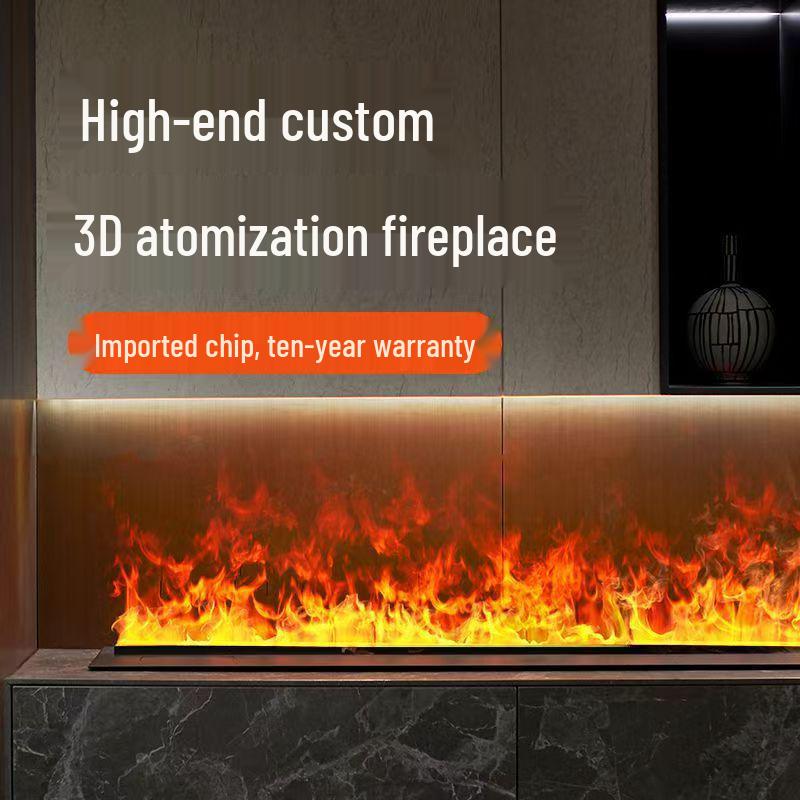 European Style 3D Atomizing Fireplace: Built-in Electronic Flame & Humidifier TV Cabinet Decor.