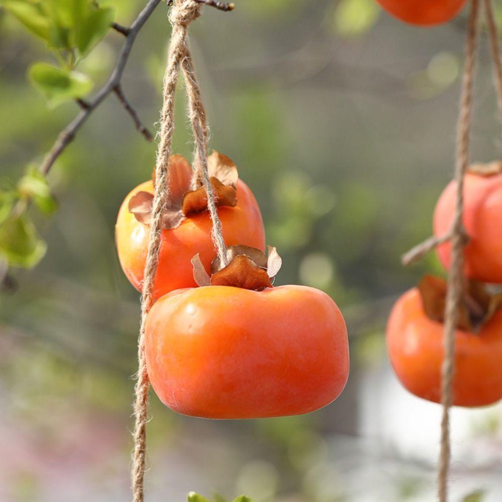 Simulation Persimmon Fruit Wall Hanging Artificial Persimmon with Frost Fruit Branch Ceiling Decoration