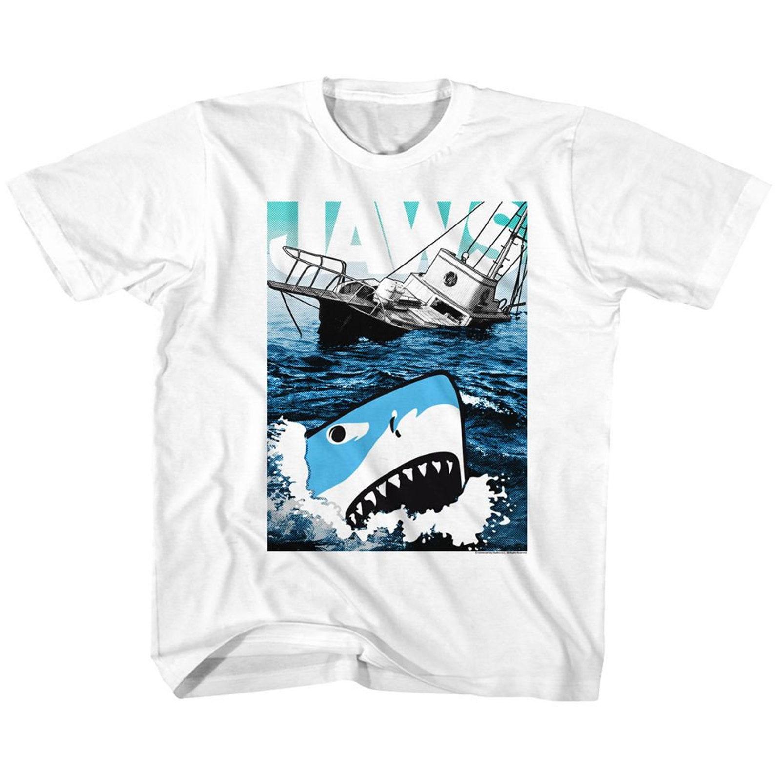 Jaws Cartoon Sharko White Youth T-Shirt 3XL
