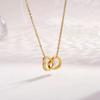Heart Pendant Double Ring Necklace - Women's Luxury Choker, Cold-Style Girlish Clavicle Chain