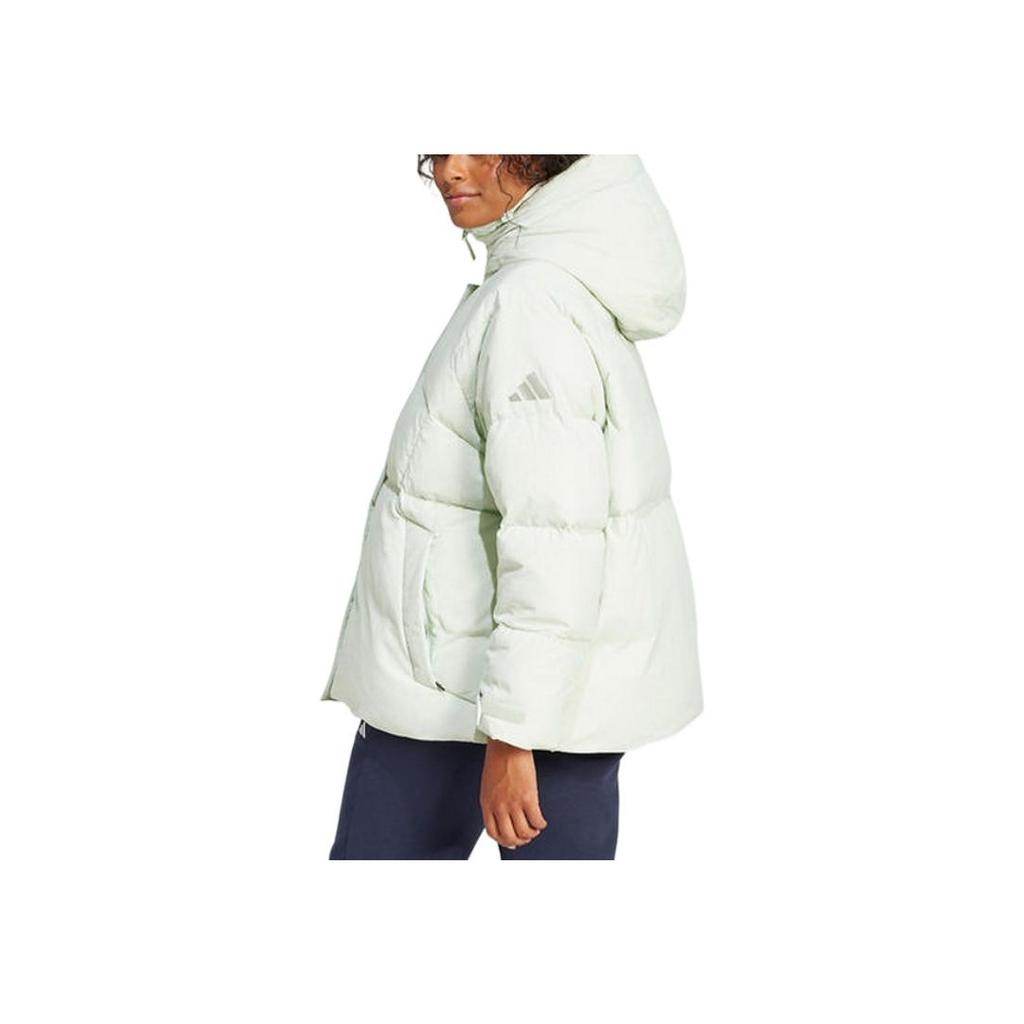 Adidas Sportswear Logo Pattern Casual Warm Hooded Down Jacket Women Outerwear Mint-Green JM4619