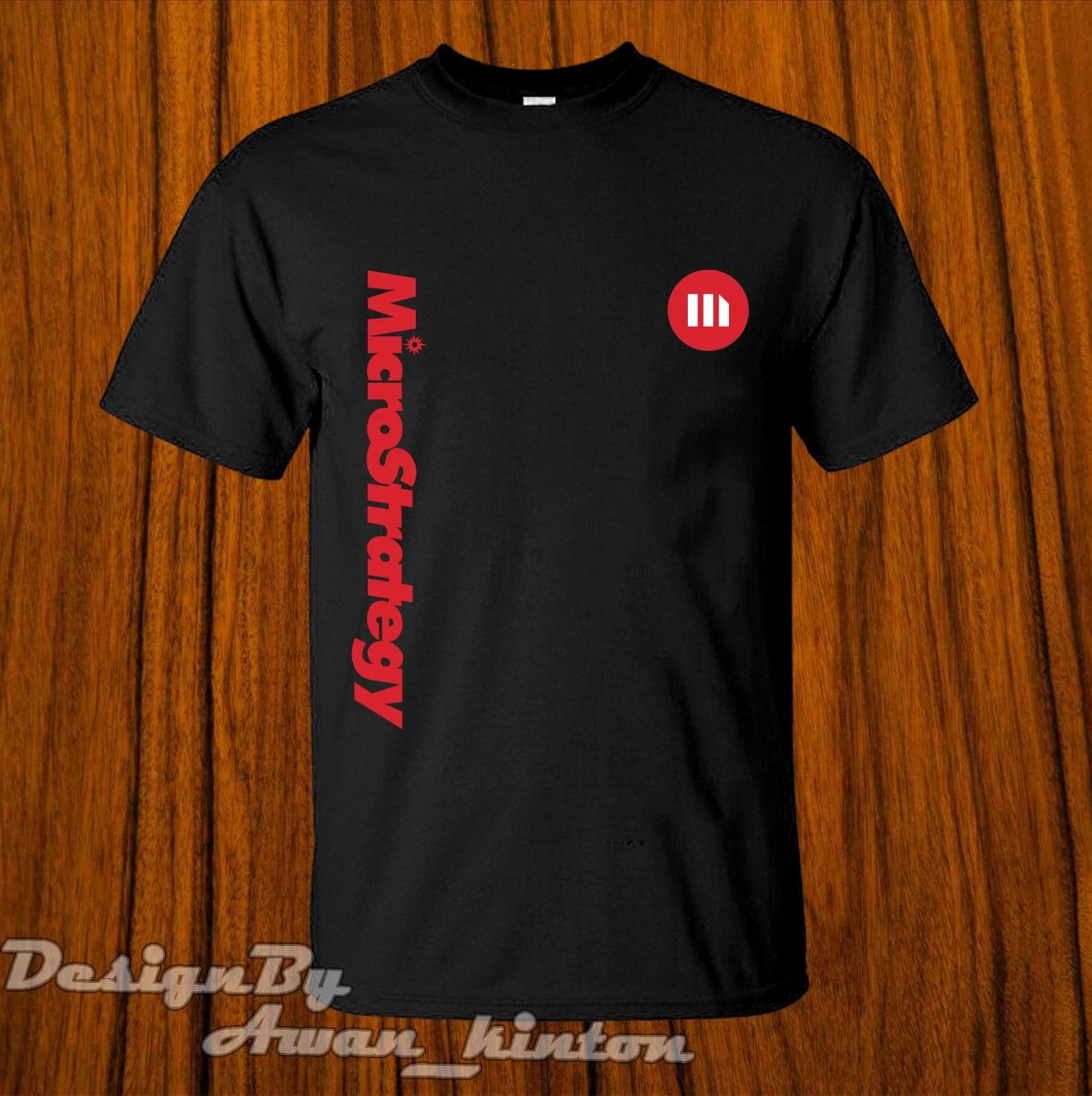 Men s and Women s T-shirts Black Tshirt Software MicroStrategy Logo Funny Shirt Made in Usa XL