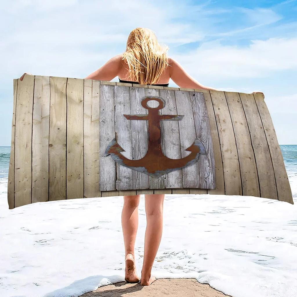Anchor Beach Towel Sand Free Microfiber Oversized Large Beach Towels  Absorbent Lightweight Soft and Quick Dry Towels for Men