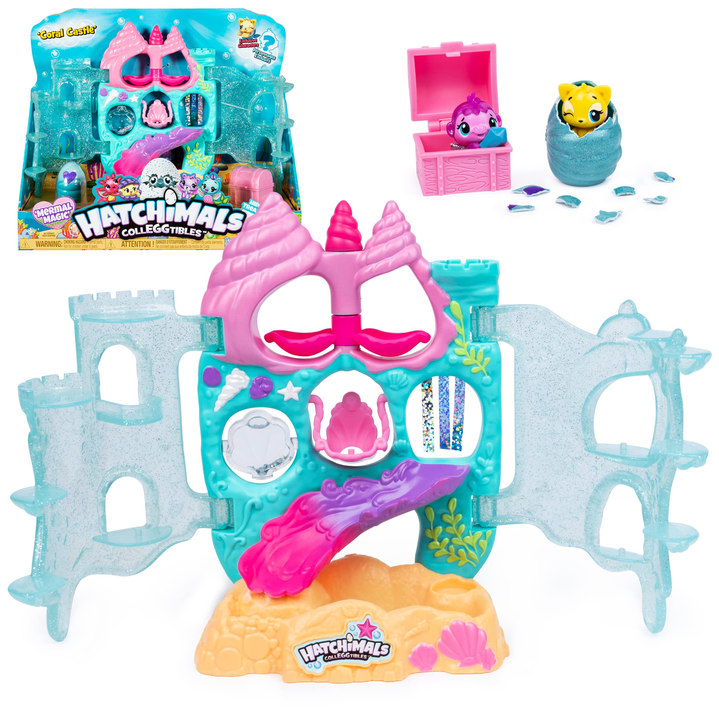 Hatchimals CollEGGtibles, Coral Castle Fold Open Playset with Exclusive Mermal Magic, for Kids Aged 5 and Up, Amazon Exclusive