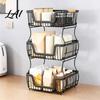 Office Desk Storage Shelf 2/3 Layer Countertop Organizer Rack Heavy Duty Fruit Basket Stand Sturdy Desktop Space Saving Carbon Steel Rack