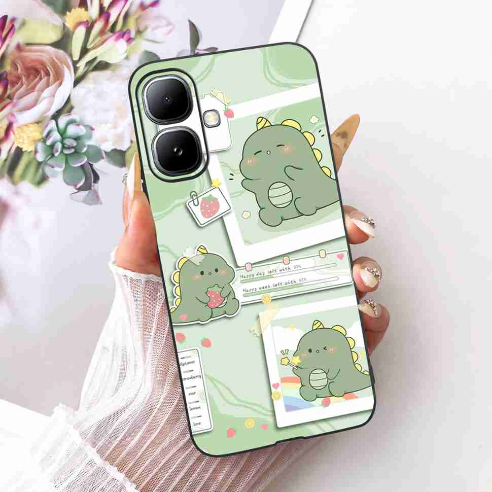 For Infinix Smart 20 4G X6840 X6840B Case Cartoon Cat Dinosaur TPU Black Cover For  Infinix Smart20 smart 20 4G Phone Casing