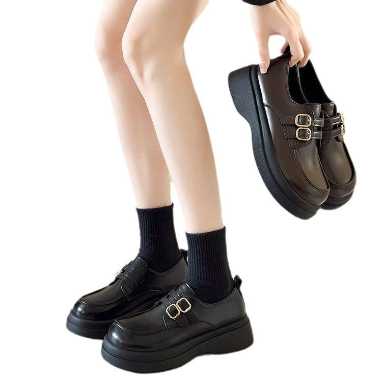 Retro Small Leather Shoes Women's Spring New Platform One-pedal Shoes Mary Jane Single Shoes