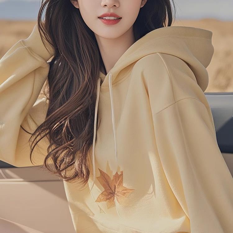 

Ранняя осень Дизайн маленького человека Американский желтый худи тонкий свитшот для женщин 2XL