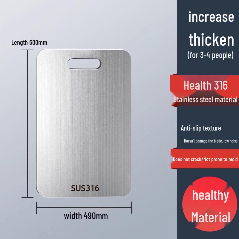 Large Antibacterial Cutting Board - 316 Stainless Steel, Anti-Mold, Thickened for Kitchen Use