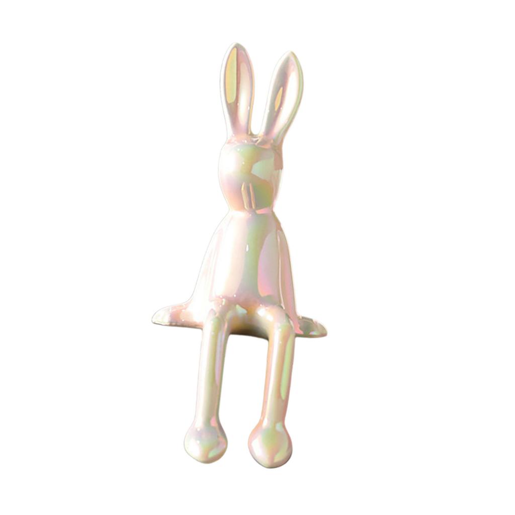 Color Ceramic Bunny Figurine Statue Decorative Animal Sculpture for Bookshelf Living Room and Bedroom