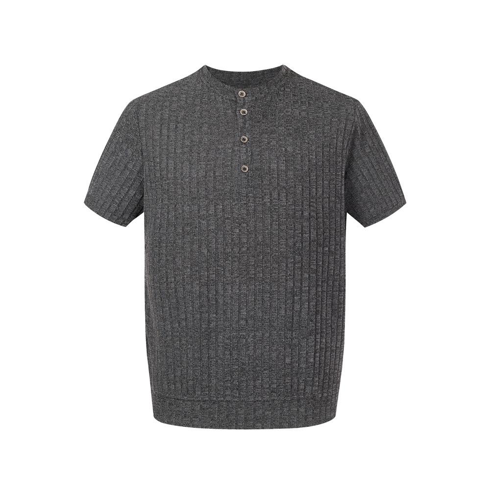 Мужская белая ребристая футболка-henley с коротким рукавом M