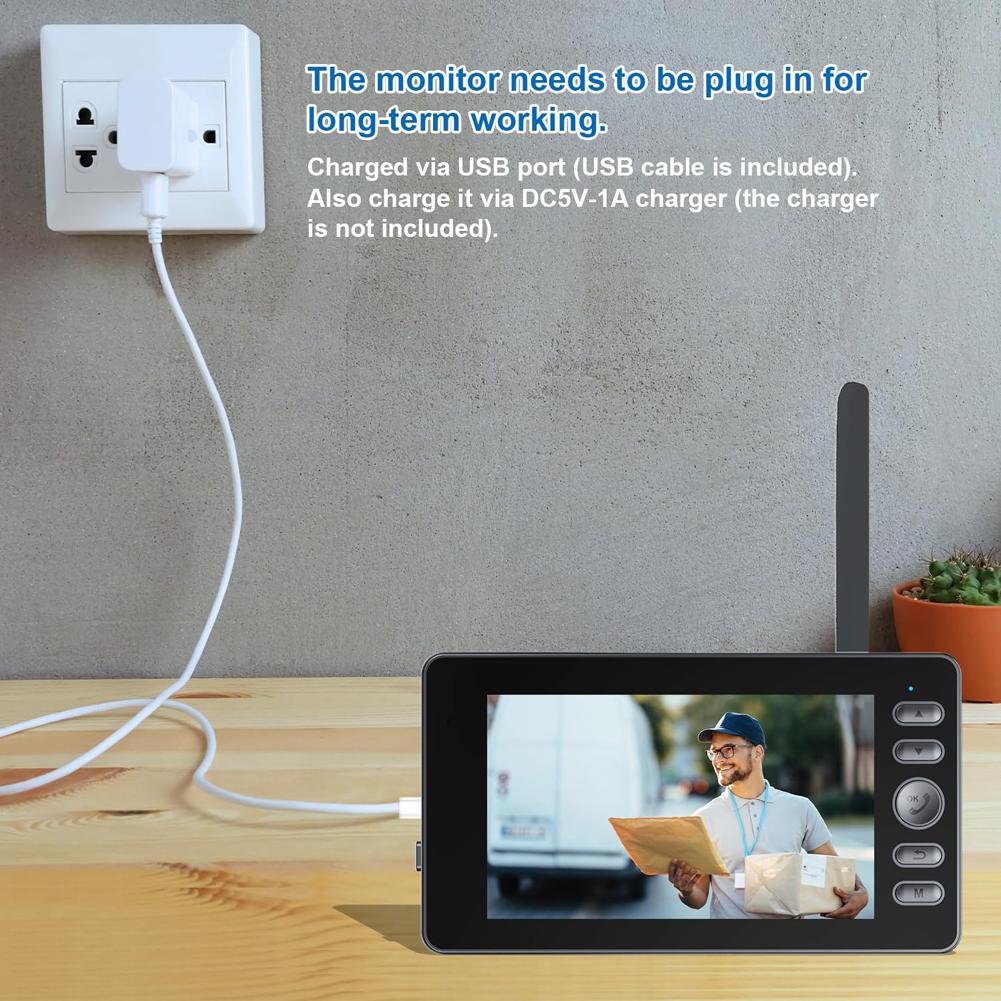 M10s Video Doorbell with Camera 2-Way Audio Wireless Door Bell 4.3inch Screen for Home Office