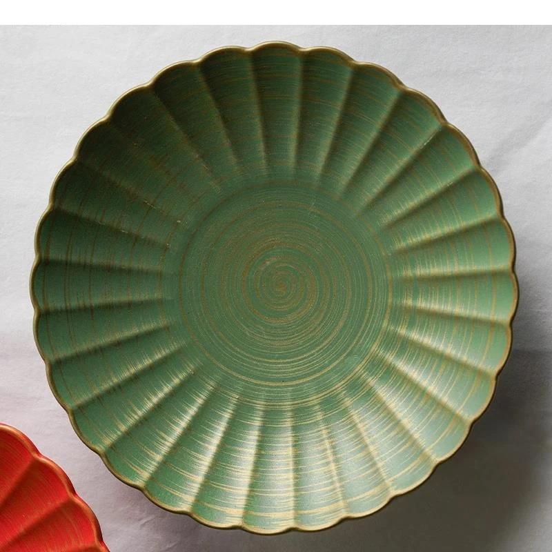 Solid Color Pattern Ceramic Plate Living Room Decoration Fruit Dinner Steak Dessert Home Kitchen Tableware