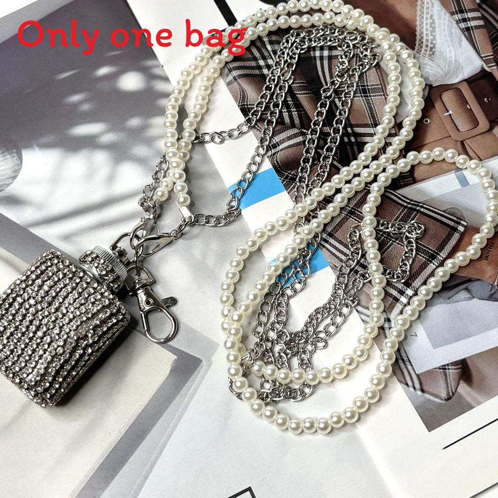 Water Diamond Mini Crossbody Bag With Pearl Chain For Streetwear Fashion