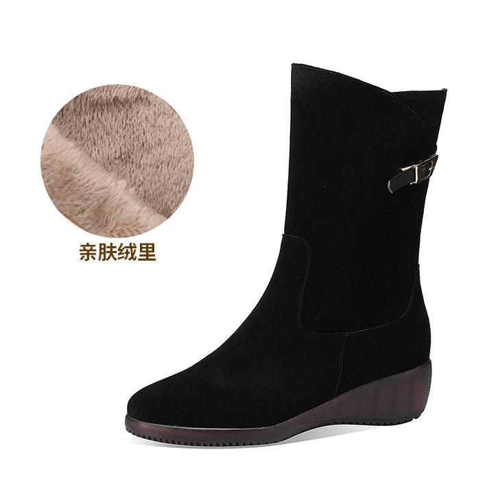 

Средние сапоги Осенние и зимние меховые сапоги Удобные мягкие женские сапоги на танкетке 34 чёрный