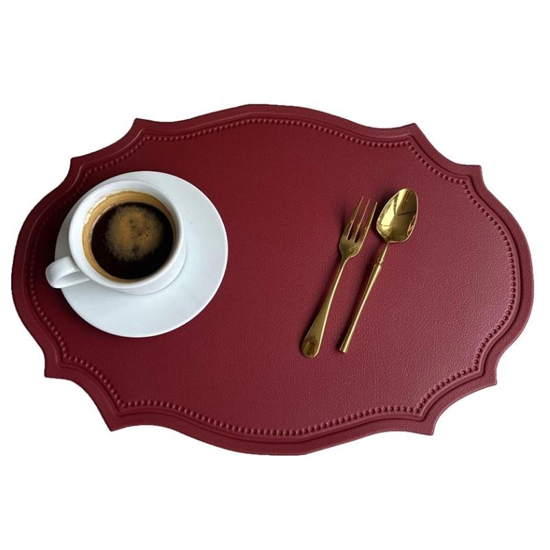 1/4/10PCS Cream Oval Shaped Placemat Nordic Faux Leather Tableware Mat Luxury Insulated Coffee Table Mat Cafe Pad Christmas Gift
