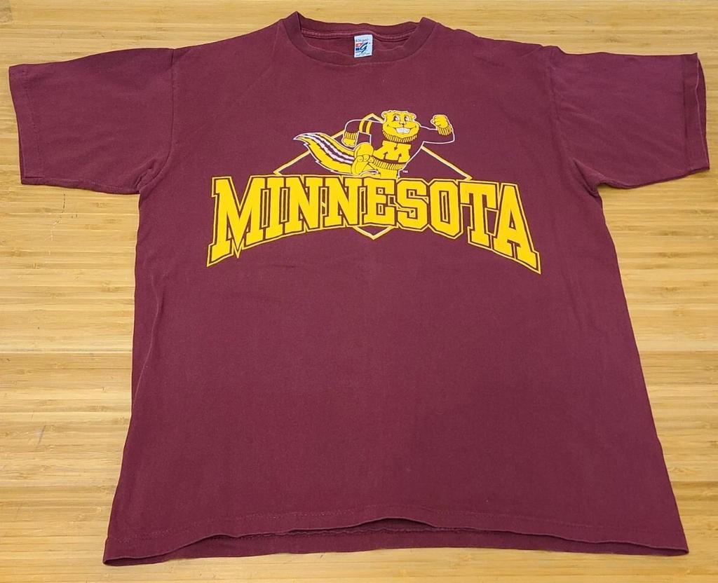 Vintage Minnesota Golden Gophers T Shirt Size L Red Single Stitch USA Made
