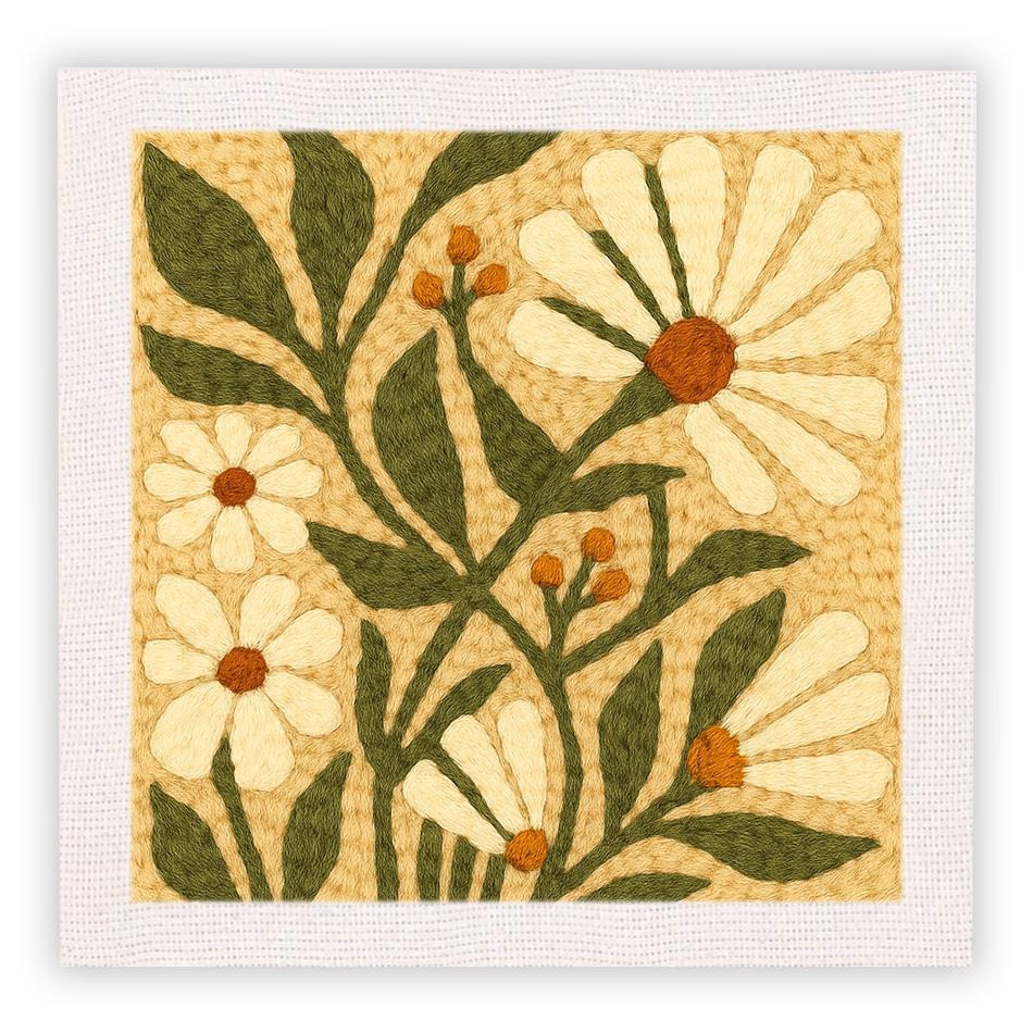 Punch Needle Embroidery Kits for Adults Beginner Flower Embroidery Poking Punch Needle Kit with Yarn Painting DIY Crafts