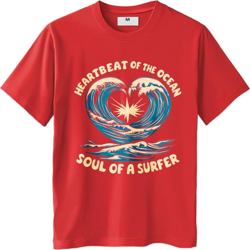 

Short Sleeve Shirt Breathable Man summer t shirt Streetwear Heartbeat Of The Ocean Soul Of A Surfer Basic For her Tee shirt S