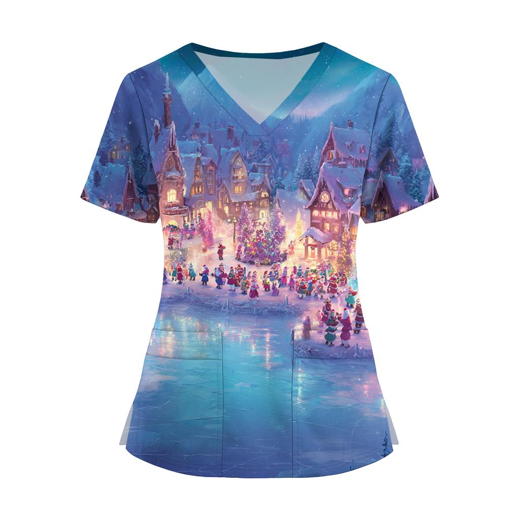 Mote V-hals Kortermet Jumpsuit for kvinner med Lommer Trykte Topper Klær