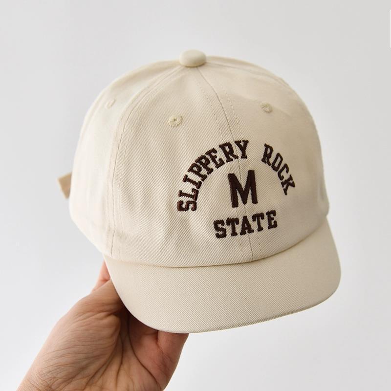 Korean Letter Baby Baseball Cap Spring Summer Adjustable Sun Hat for Toddler Boy Girl Solid Color Embroidered Kids Peaked Hats