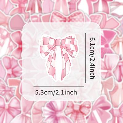 103pcs Pink Bow Graffiti Stickers, Cute Cartoon Aesthetic Waterproof Vinyl Decals, Suitable for Water Bottles, Laptops, Phones