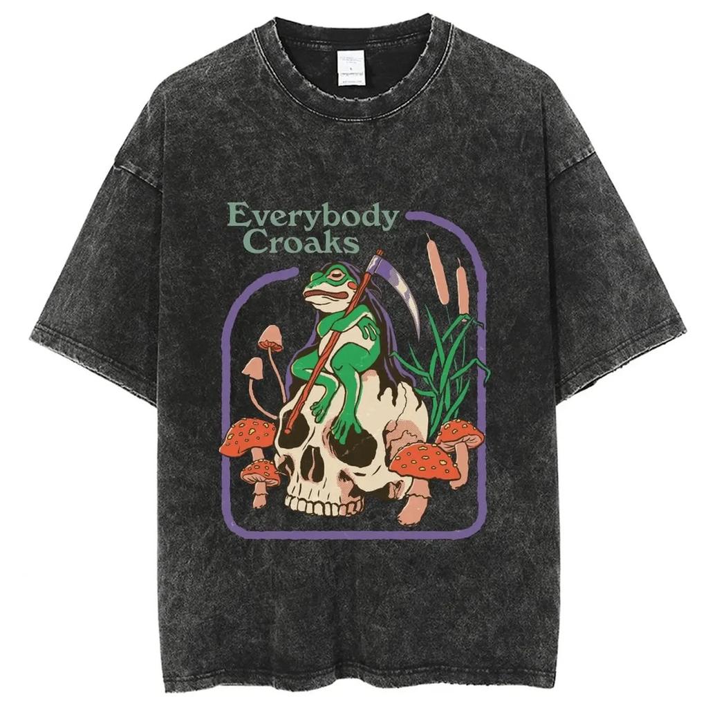 Alles Verbunden Fühlt Einander Schädel Internet Übergroßes T-Shirt Baumwoll-T-Shirt Herren Y2K T-Shirt Kleidung Oberteil T-Shirt