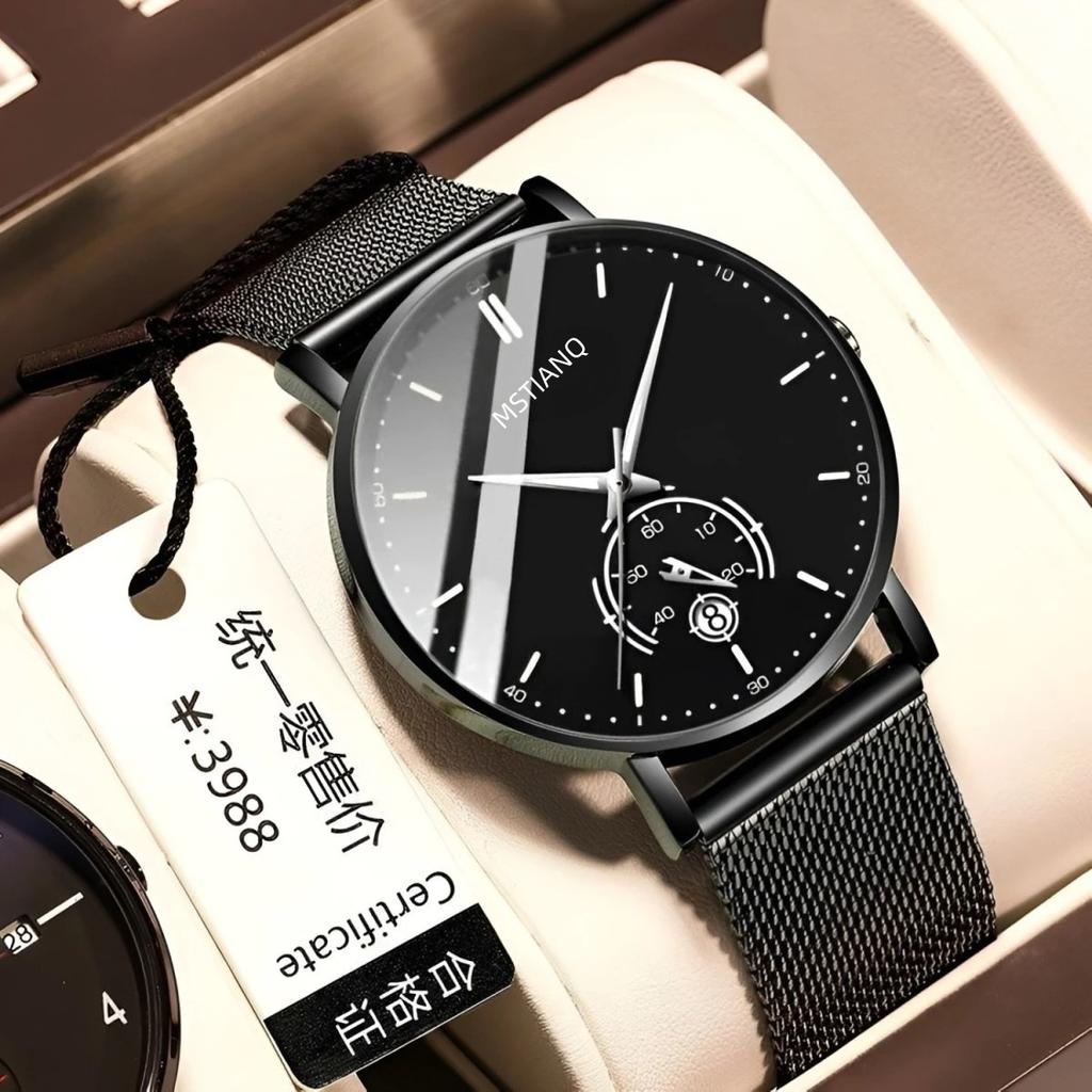 Men'S Watch Business Style Fashion Simple Temperament Non-Mechanical Watch Calendar Teen Quartz Watch
