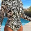 1011 new one-piece long-sleeved women's fashion casual and thin sexy summer seaside vacation surfing
