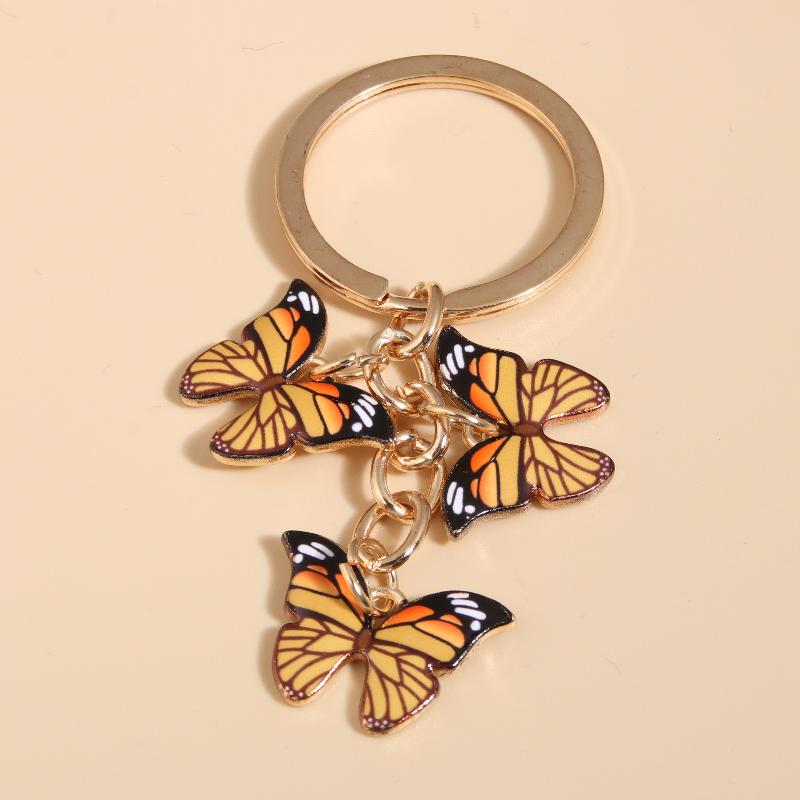 Cute Colorful Butterfly  Enamel Flying Animals Key Chains For Women Girls Accessorie Handmade Jewelry Bag Charm