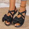 Fashion 2025 New Women Anti-slip Trend Sandals Summer Lightweight Sandals Fashion Beach Casual Shoes Outdoor Bow Tie Home Flat Shoes