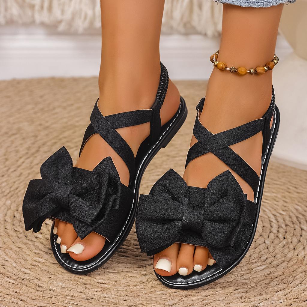 Fashion 2025 New Women Anti-slip Trend Sandals Summer Lightweight Sandals Fashion Beach Casual Shoes Outdoor Bow Tie Home Flat Shoes
