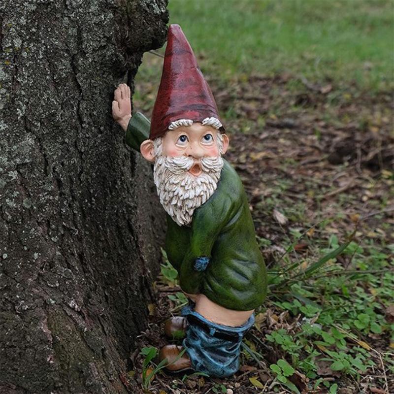 Naughty Garden Gnome for Lawn Ornaments Funny Dwarfs Indoor Outdoor Decor Gift