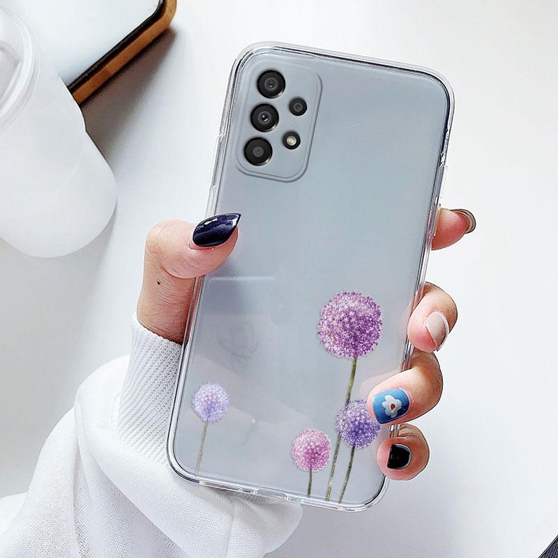Phone Case For Samsung A53 5G A33 Floral Silicon Cover For Samsung Galaxy A73 Fundas Coque Transparent Soft Capas Flower TPU