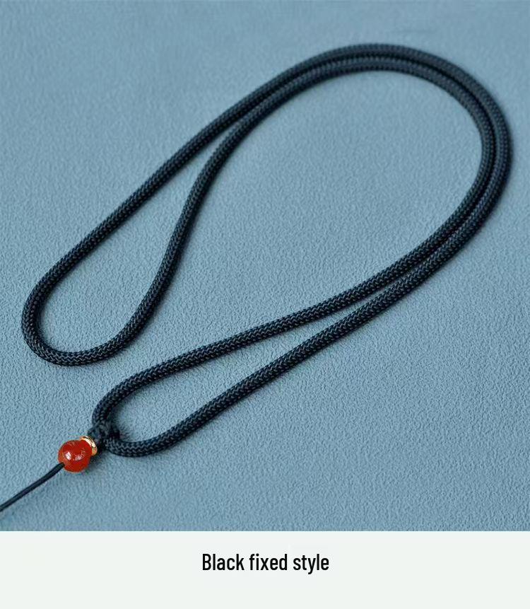 High-Grade Natural Agate Hand-Woven Necklace Lanyard with Gold Jade Pendant Hanger - Unisex Thick Style. Red Agate Bead