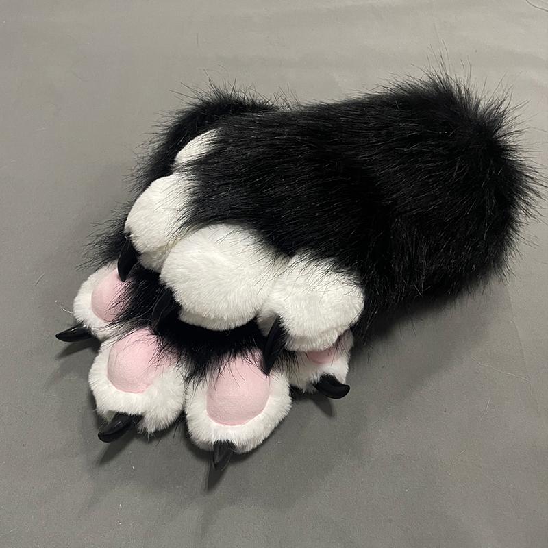 Beast Equipped With Claws Colour Cat Girl Gloves Cat Paw Cute Plush Fursuit Finished Product Cosplay Animal Gloves чёрный