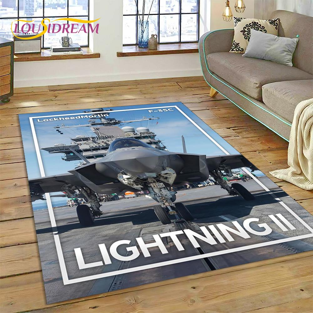 3D Flygvapnets Jaktplan Spitfire Flygplan Matta för Hem Vardagsrum Sovrum Soffa Dörrmatta Dekor, Barnområdesmatta Halkfri Matta